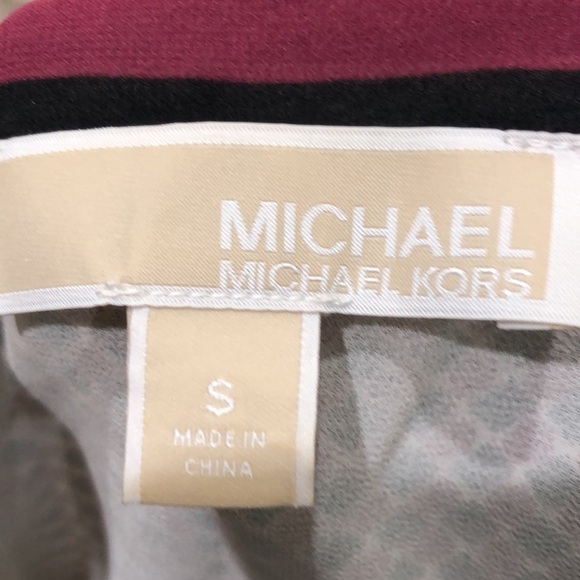 MICHAEL Michael Kors Asymmetrical Hem Dress Size Small Maroon Geometric Print - Picture 6 of 10